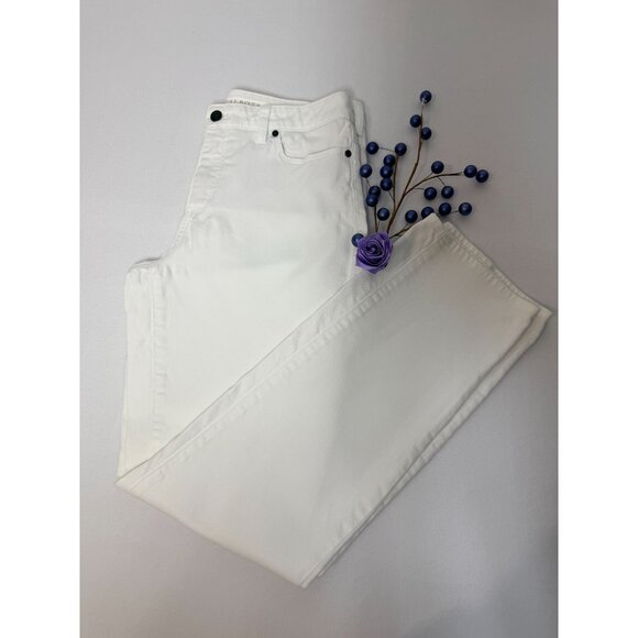 Talbots Denim - Talbots Womens White Heritage Straight-Leg Pants Size 10 Cotton Blend